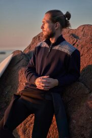 Natural Style Letthet Herren Merino Norwegerpullover Navy