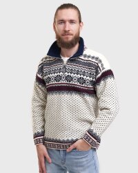 Natural Style Isfjell Herren Wollpullover Weiss Navy