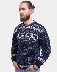 Natural Style Juletider Herren Norwegerpullover Navy