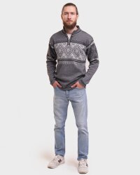 Natural Style Skog Herren Merino Norwegerpullover Grau
