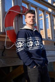 Natural Style Halvøy Herren Norwegerpullover Navy...
