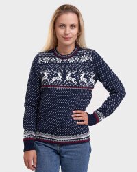 Natural Style Juletider Damen Norwegerpullover Navy