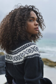 Dale of Norway Vågsøy Damen Merino Wollpullover Schwarz