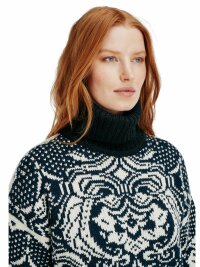 Dale of Norway Blomdalen Damen Merino Alpaca Strickpullover Navy Weiss