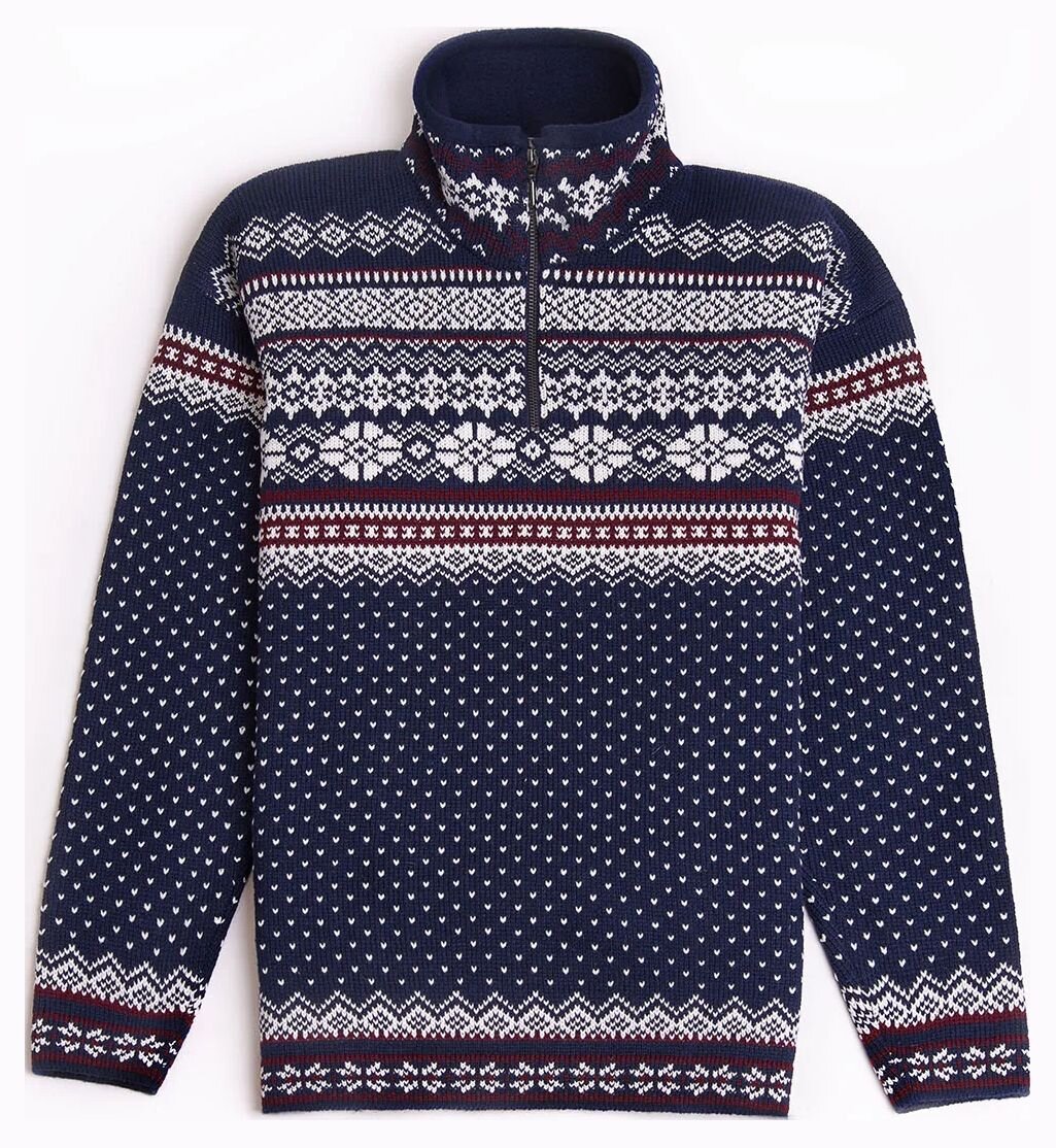 Natural Style Isfjell Herren Norwegerpullover Navy Weiss L