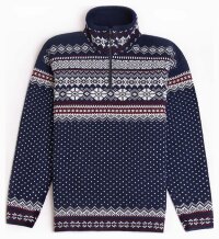 Natural Style Isfjell Herren Wollpullover Navy Weiss