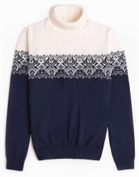 Natural Style Ice Rose Damen Merino Wollpullover Navy Weiss