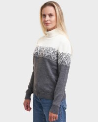 Natural Style Ice Rose Damen Merino Wollpullover Navy Weiss