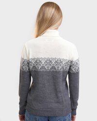 Natural Style Ice Rose Damen Merino Wollpullover Grau Weiss