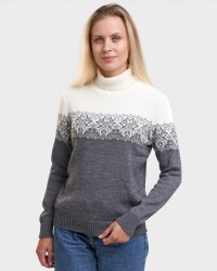 Natural Style Ice Rose Damen Merino Wollpullover Grau Weiss