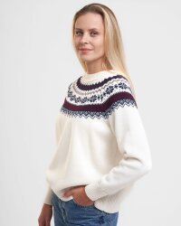 Natural Style Iceland Damen Norweger Wollpullover Weiss Navy