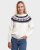 Natural Style Iceland Damen Norweger Wollpullover Weiss Navy